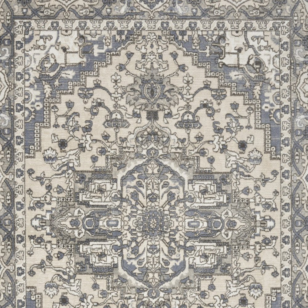 9' X 12' Cream Floral Power Loom Area Rug
